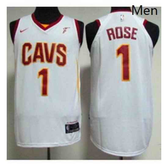 Mens Nike Cleveland Cavaliers 1 Derrick Rose White Stitched NBA Swingman Jersey